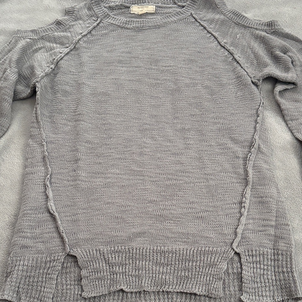 Light Gray Cold-Shoulder Knit Sweater